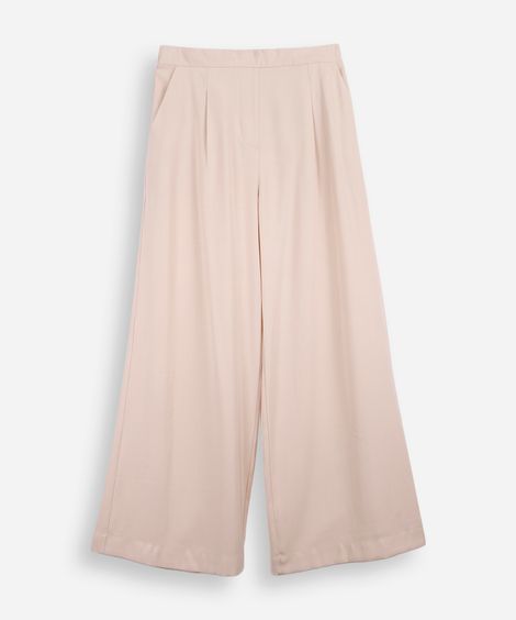 calça wide leg juvenil de alfaiataria bege