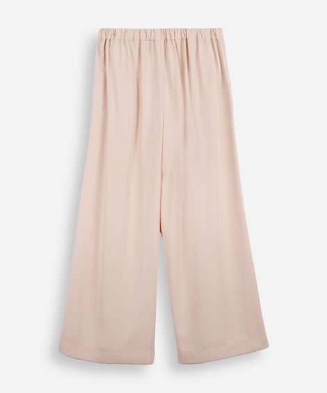 calça wide leg juvenil de alfaiataria bege