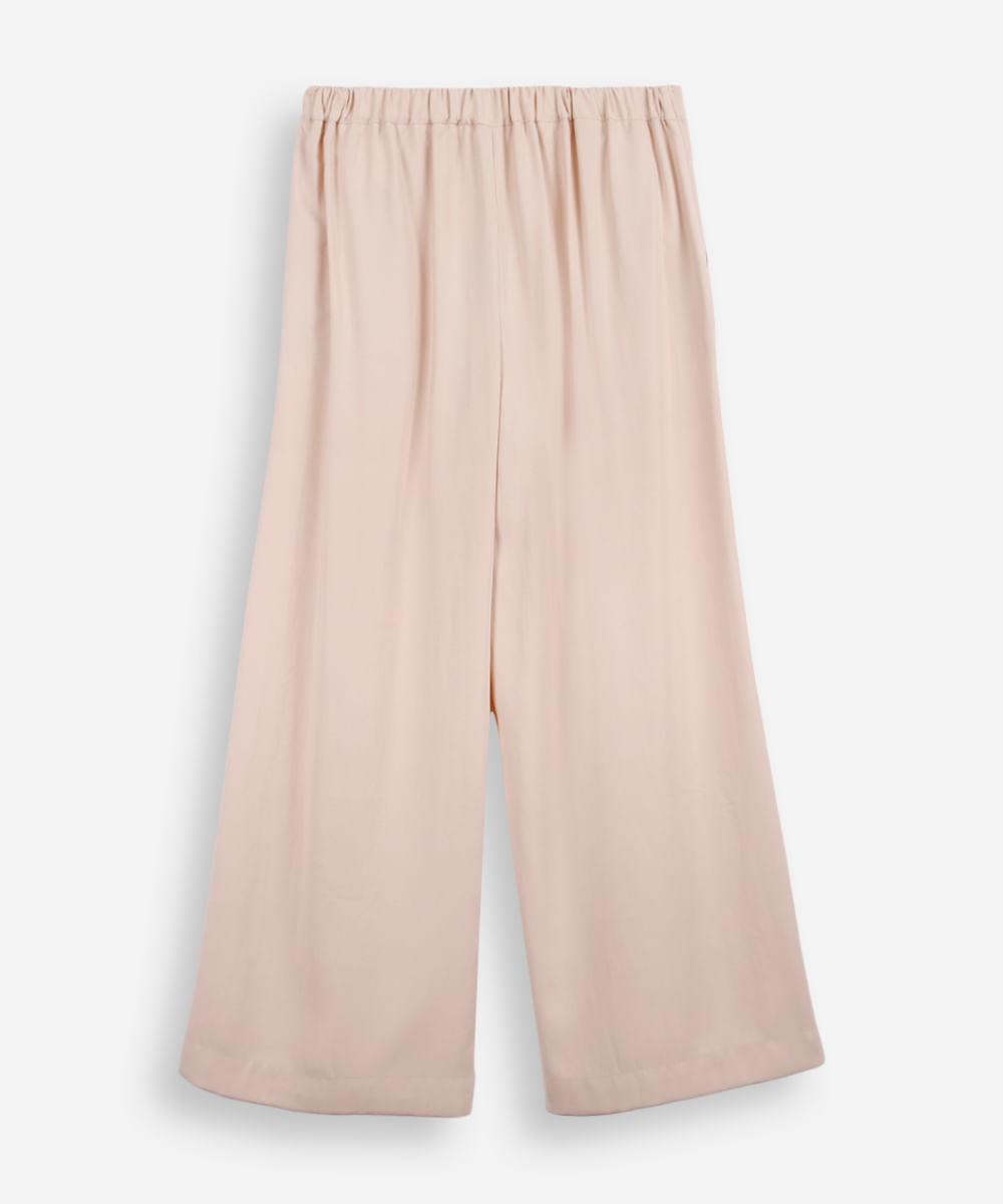 calça wide leg juvenil de alfaiataria bege