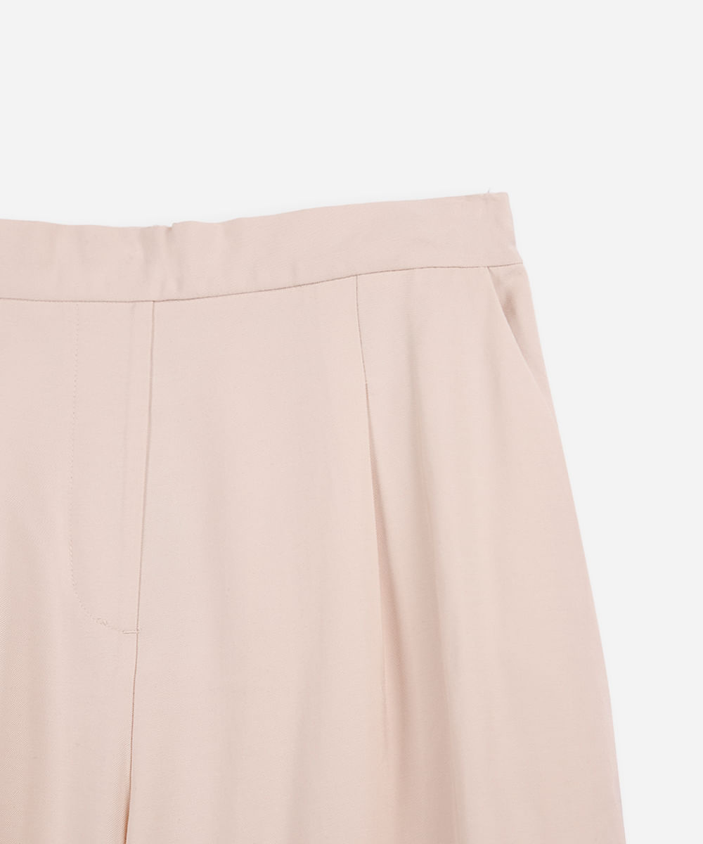 calça wide leg juvenil de alfaiataria bege