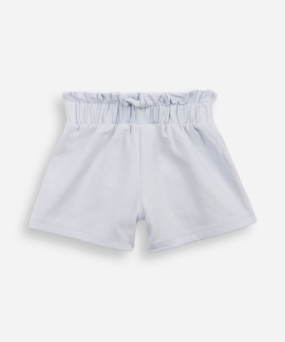 short clochard infantil com glitter azul
