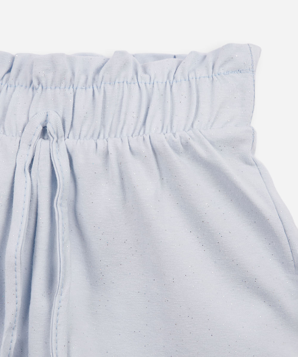 short clochard infantil com glitter azul
