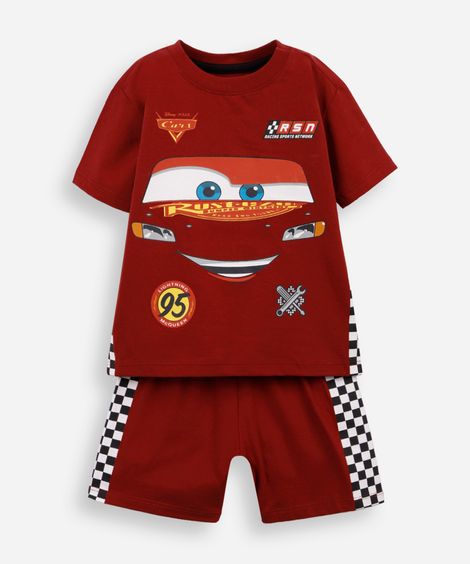 pijama infantil de algodão relâmpago macqueen vermelho
