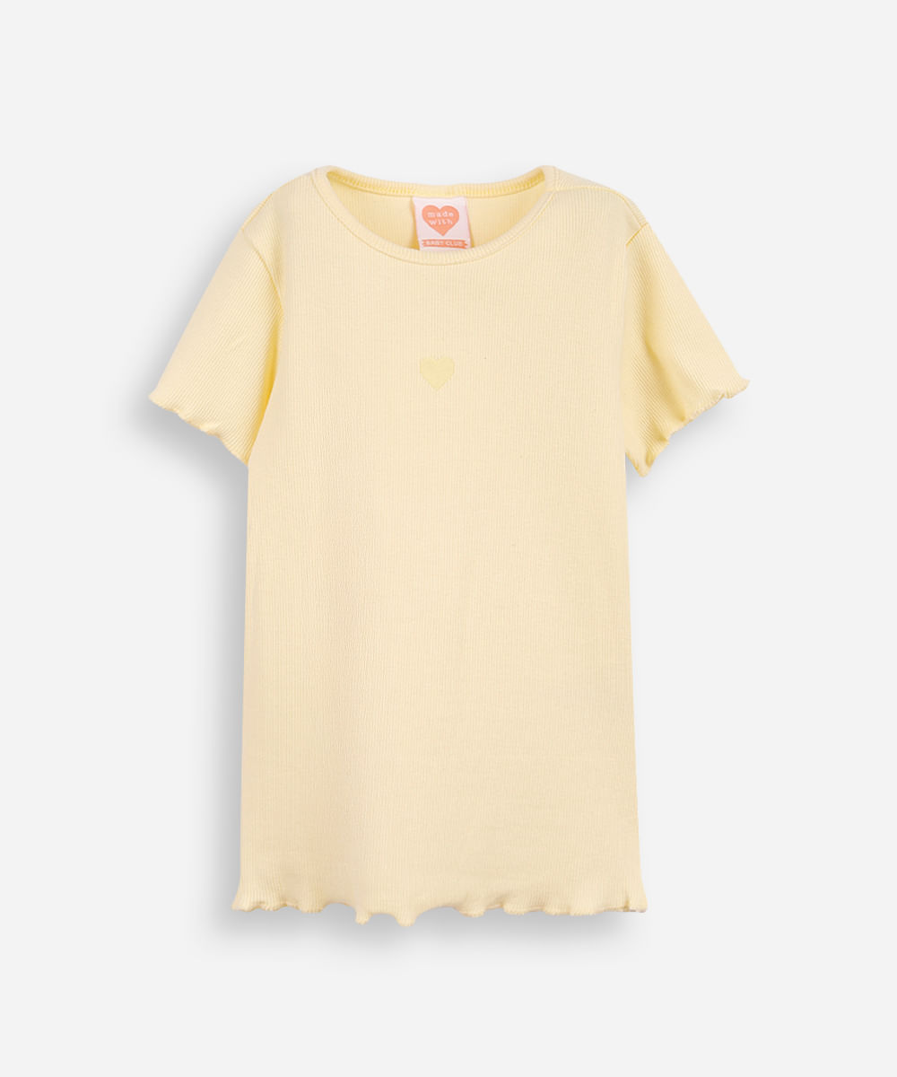camiseta infantil ribana bordado amarela