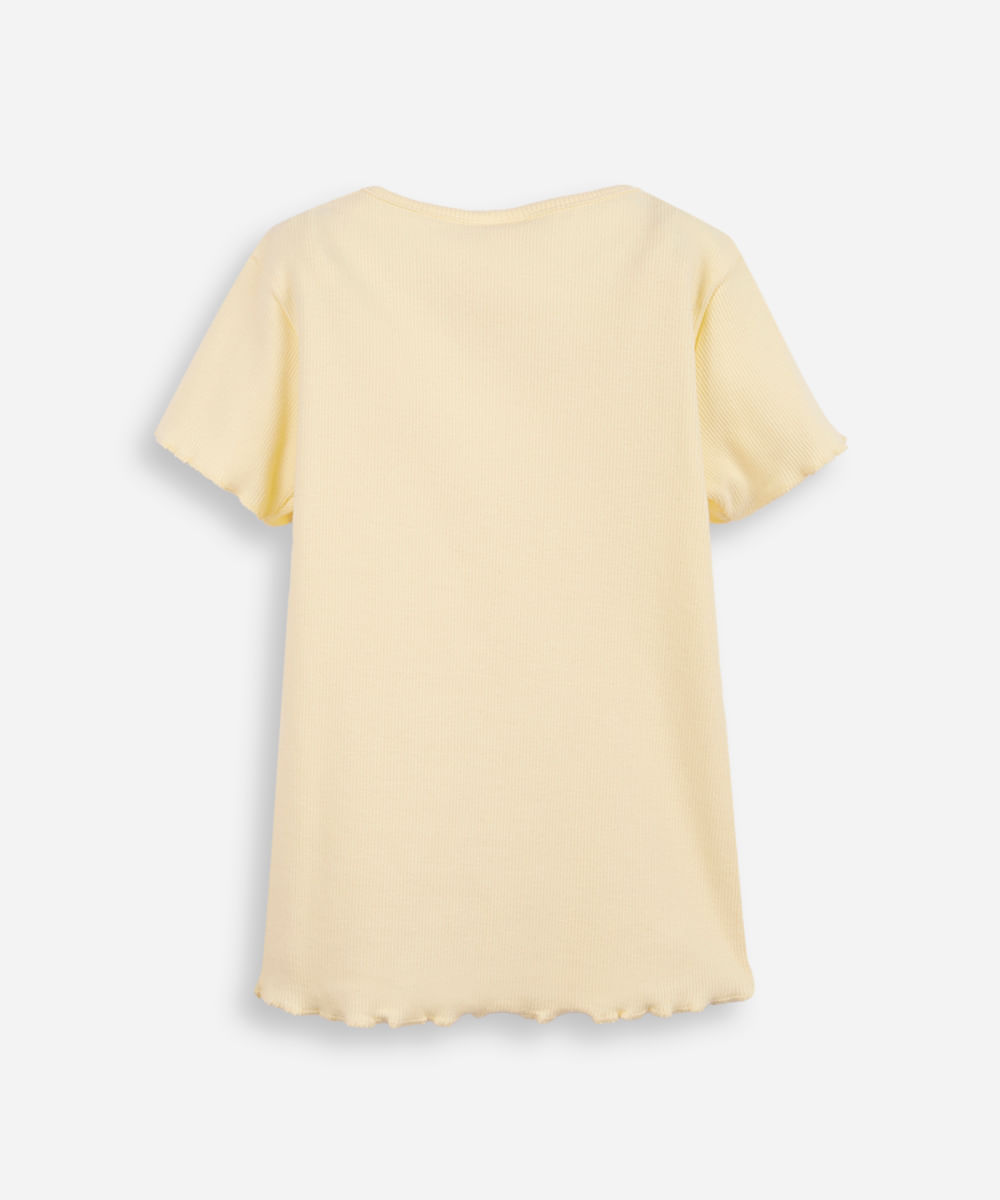 camiseta infantil ribana bordado amarela