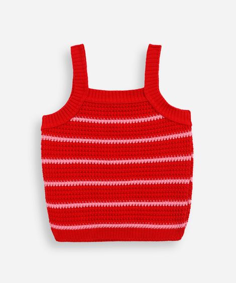 regata infantil de tricot listrada vermelha