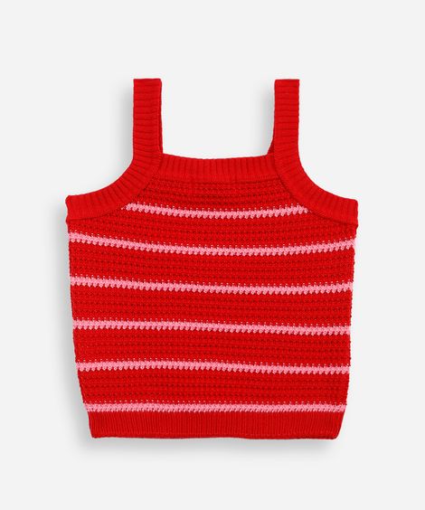 regata infantil de tricot listrada vermelha