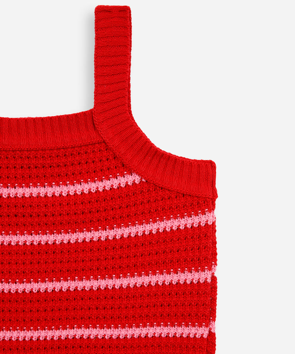regata infantil de tricot listrada vermelha