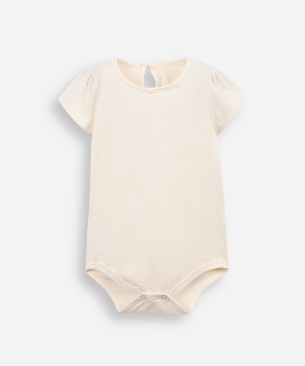 salopete de algodão infantil com body gatinha bege