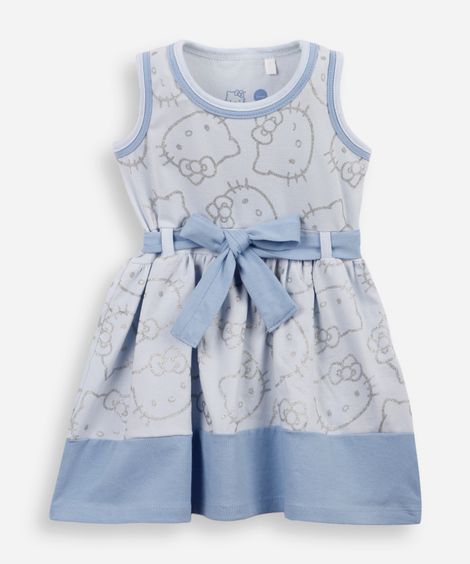 vestido infantil hello kitty - azul claro