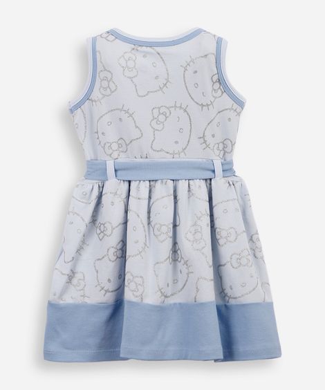 vestido infantil hello kitty - azul claro