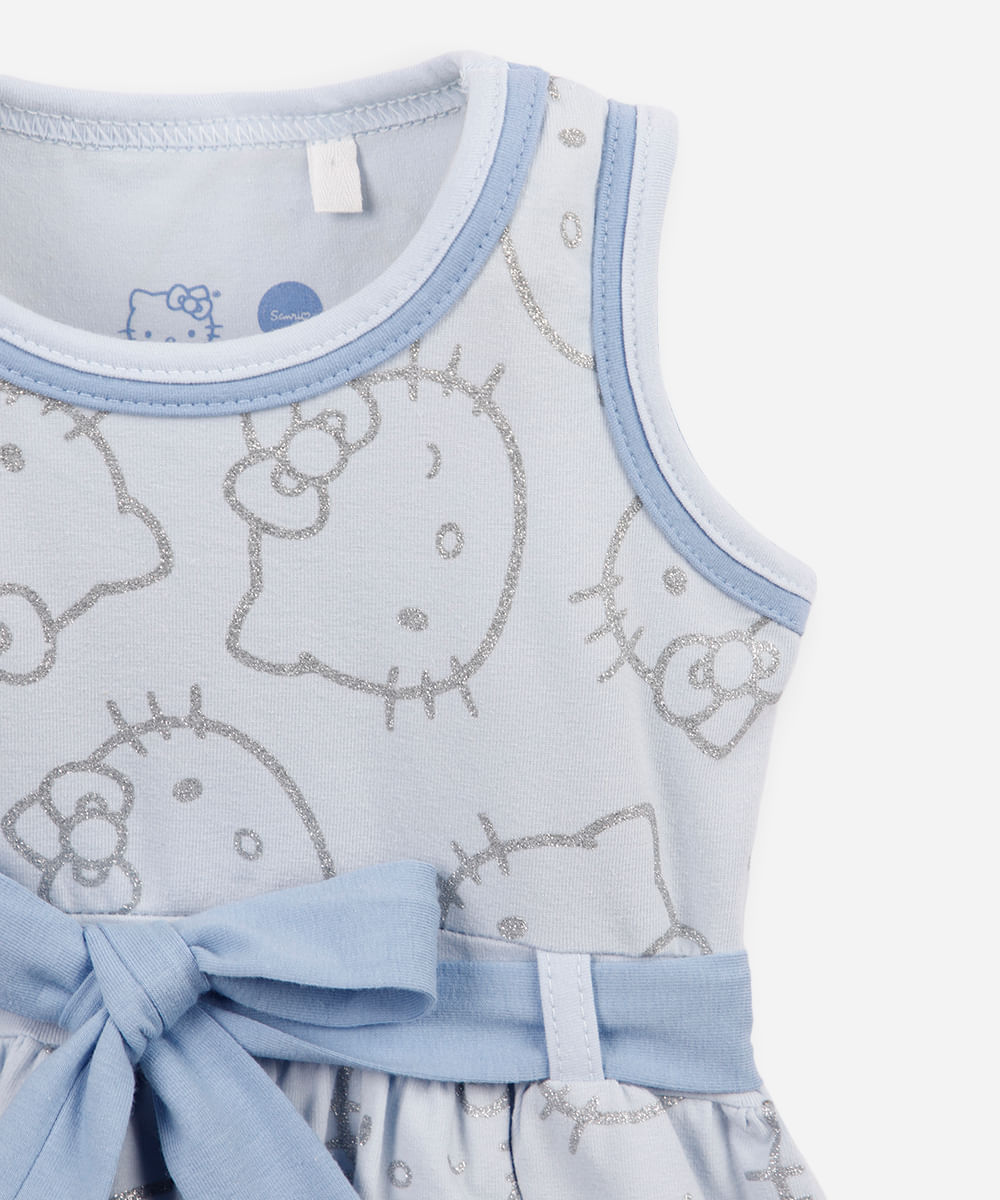 vestido infantil hello kitty - azul claro