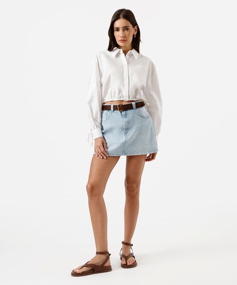 short saia feminino jeans azul