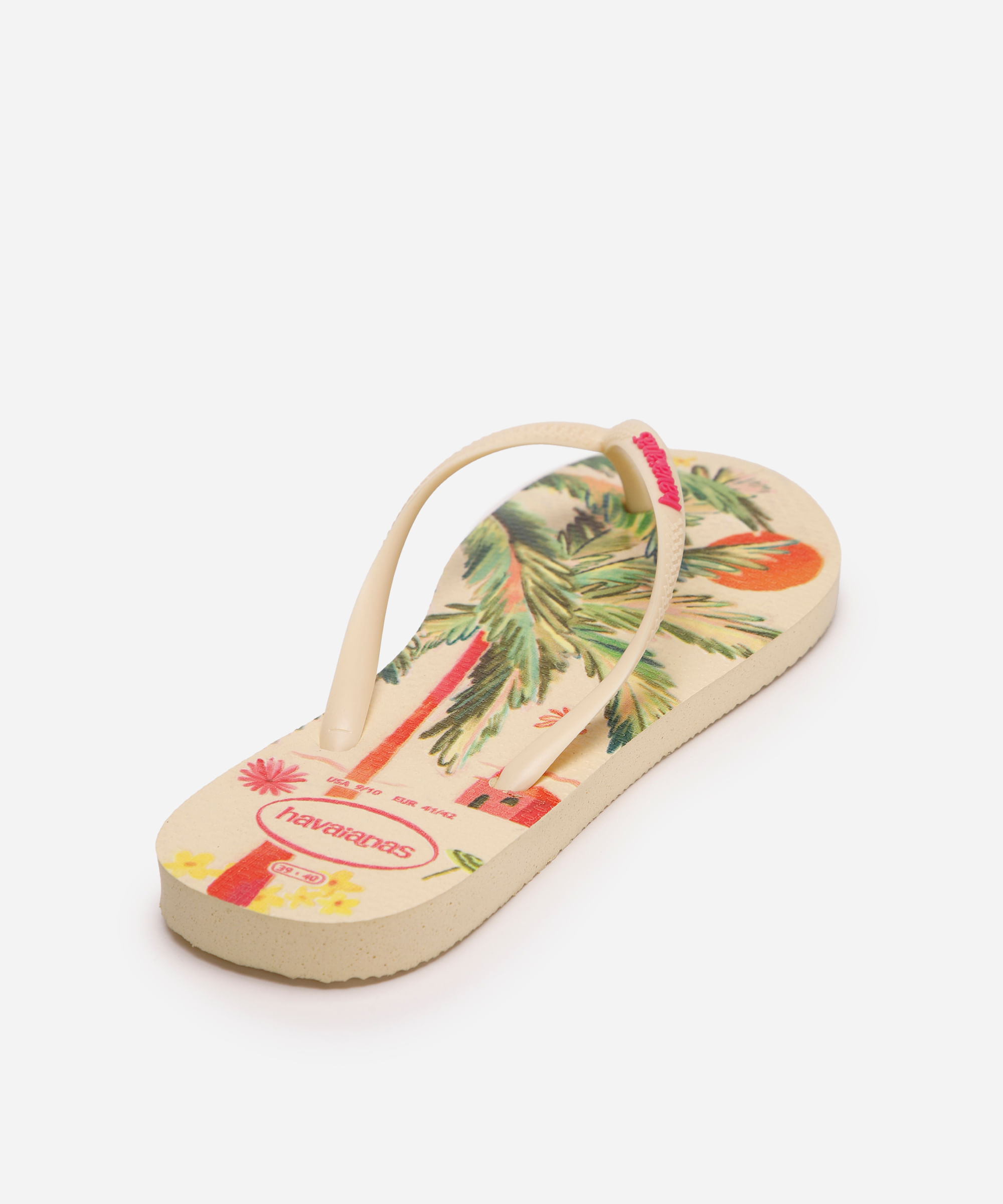chinelo havaianas slim summer bliss floral bege