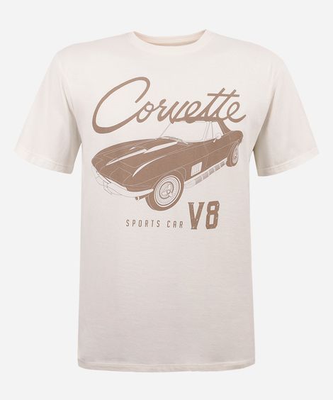camiseta juvenil de algodão corvette off white