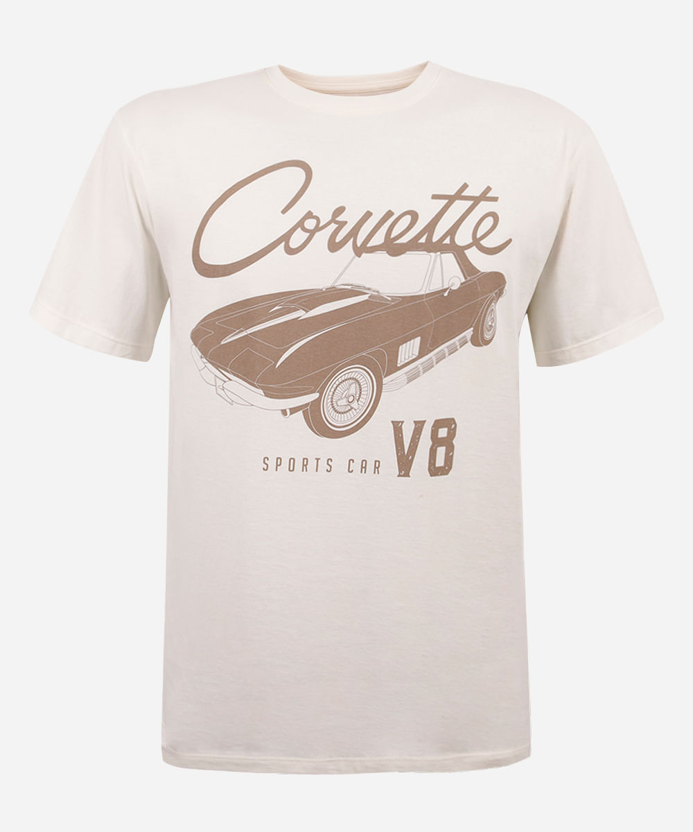 camiseta juvenil de algodão corvette off white