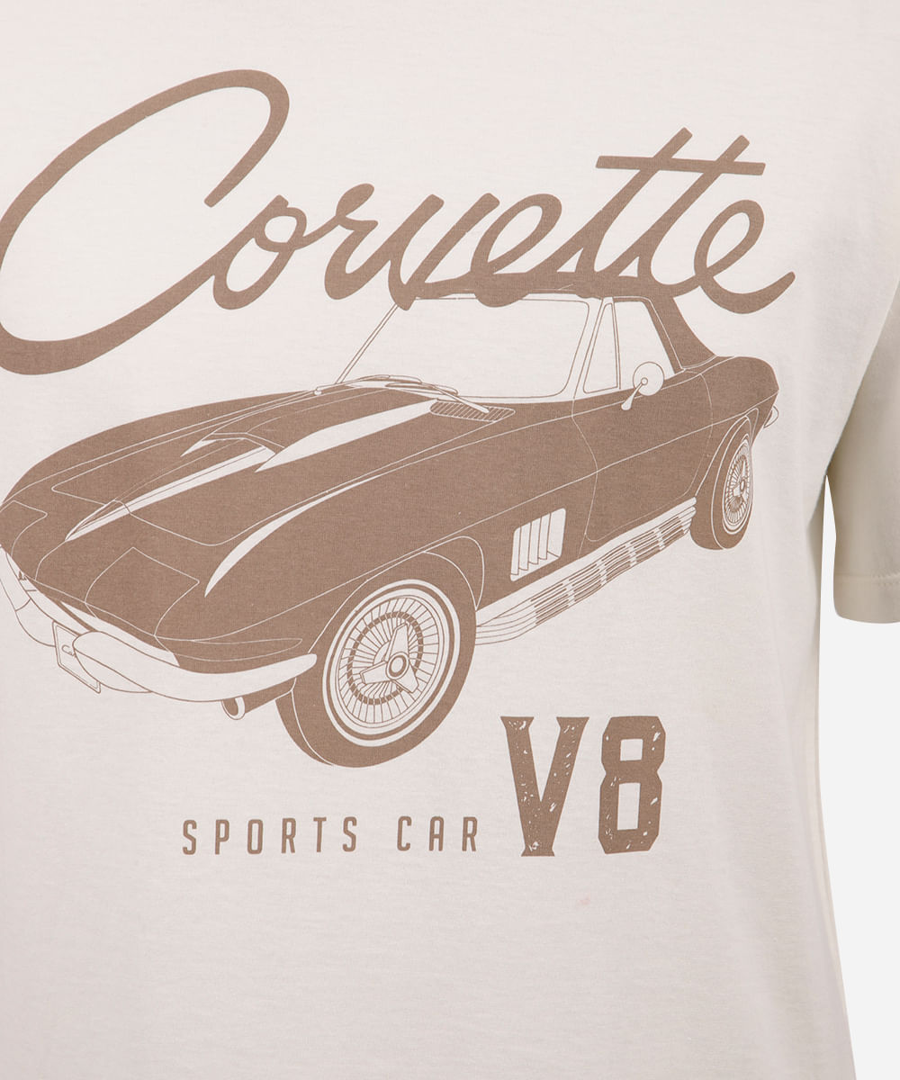camiseta juvenil de algodão corvette off white