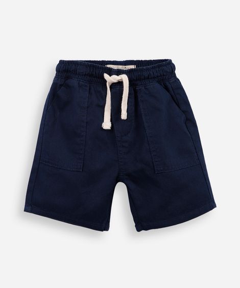 bermuda infantil sarja com bolsos azul