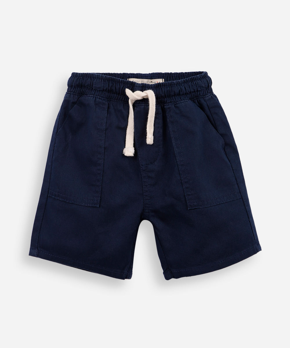 bermuda infantil sarja com bolsos azul