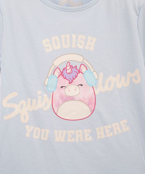 blusa infantil de algodão squishmallows com brinde azul