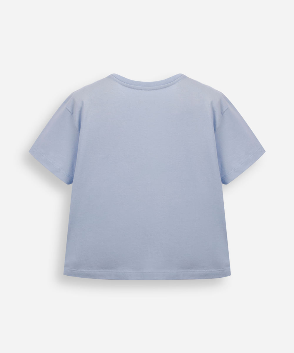 camiseta infantil de algodão corações com glitter azul