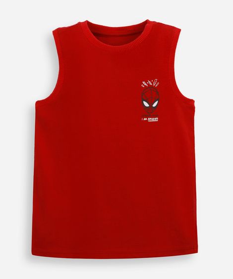regata infantil de algodão homem aranha vermelha