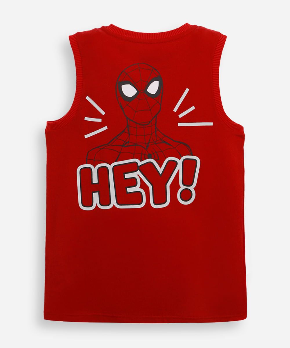 regata infantil de algodão homem aranha vermelha