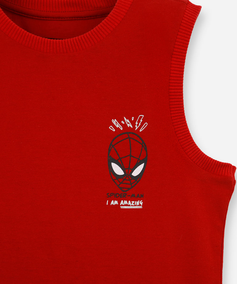 regata infantil de algodão homem aranha vermelha