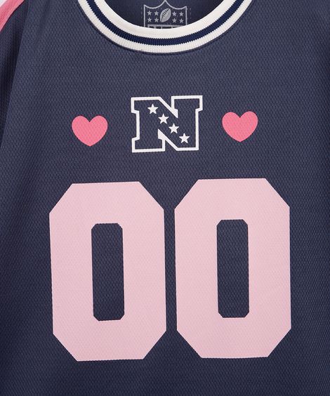 camiseta infantil esportiva com recorte nfl azul