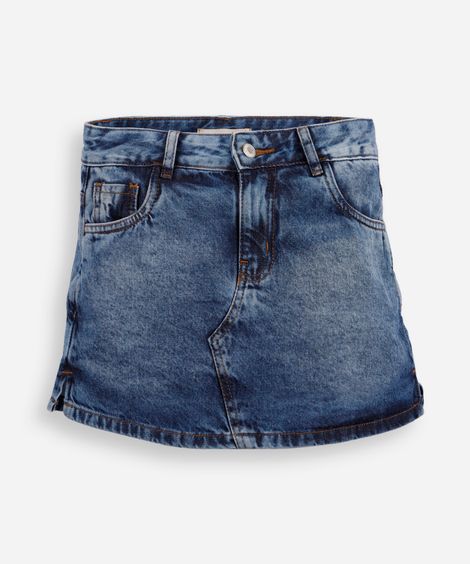 short saia juvenil jeans azul