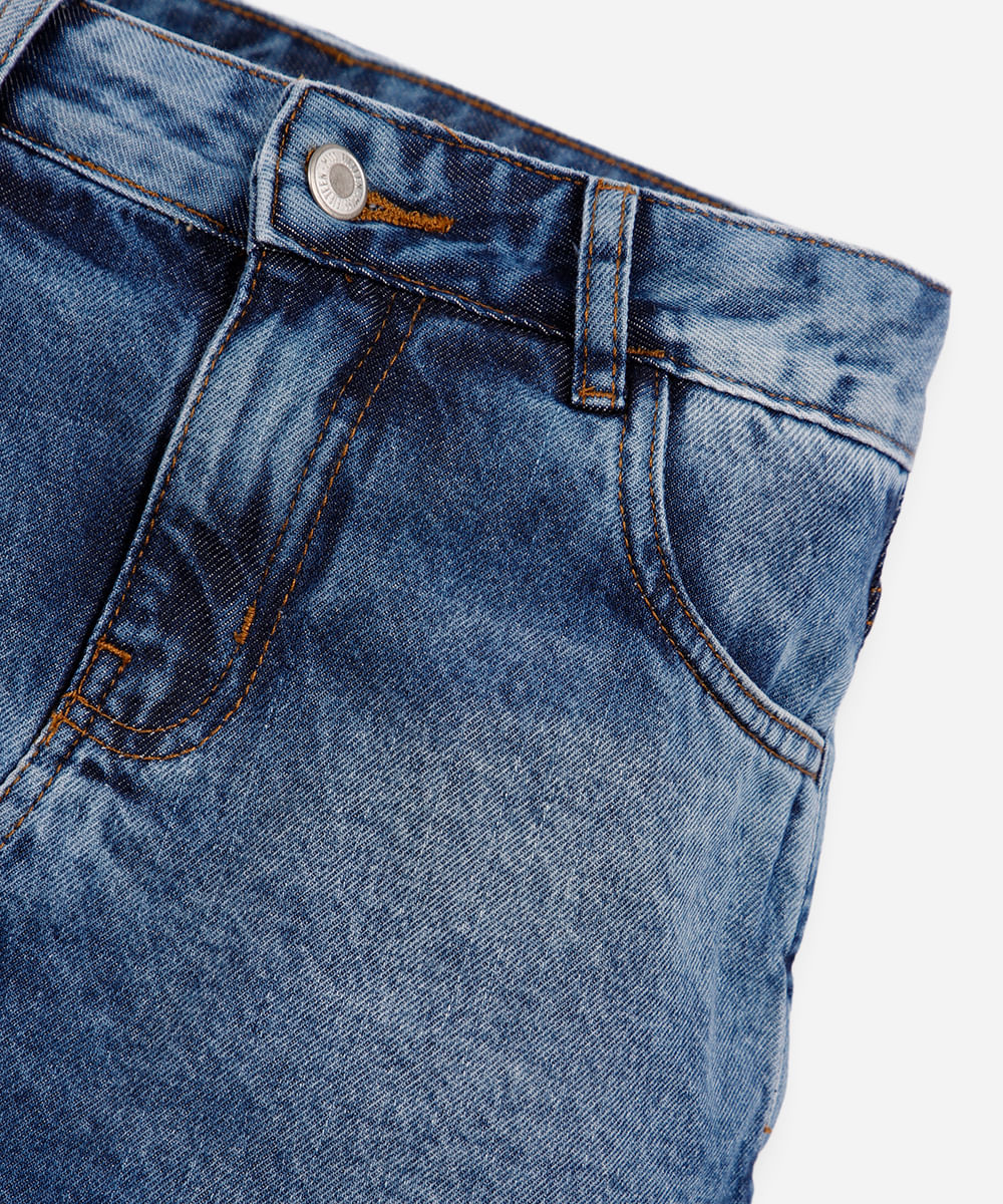 short saia juvenil jeans azul