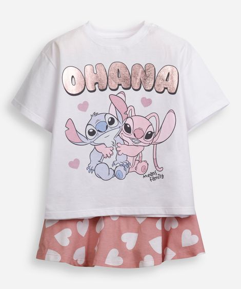 conjunto curto infantil de algodão stitch colorido