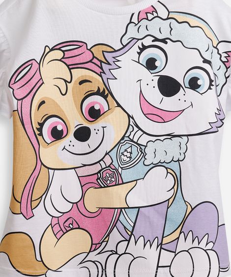 blusa infantil de algodão patrulha canina com scrunchie  off white