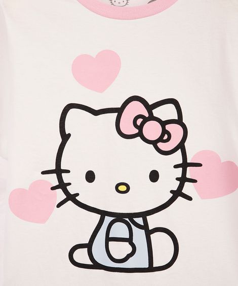pijama curto infantil de algodão hello kitty rosa