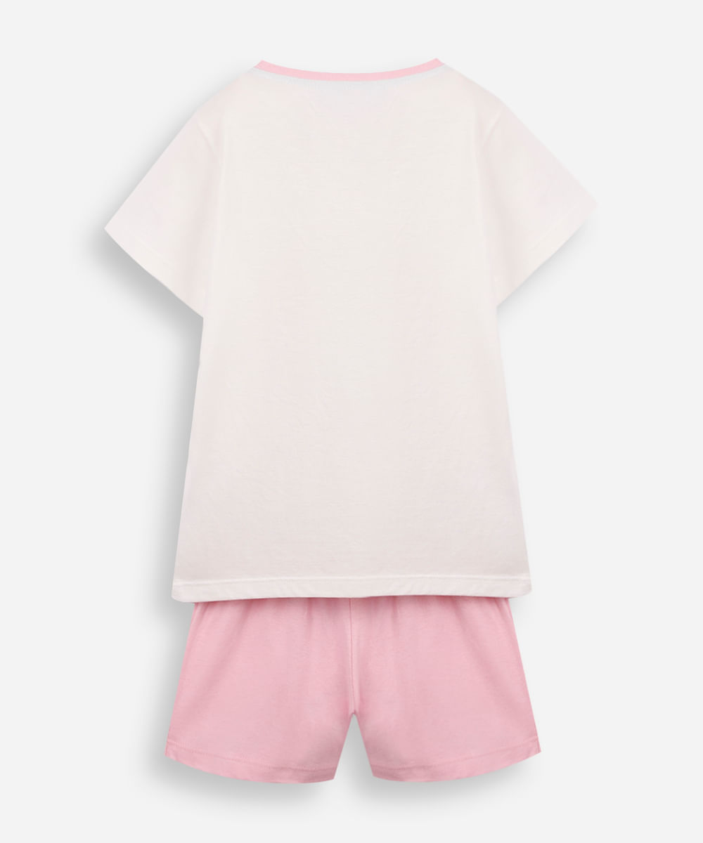 pijama curto infantil de algodão hello kitty rosa