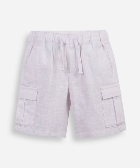 bermuda cargo infantil de algodão texturizada branca