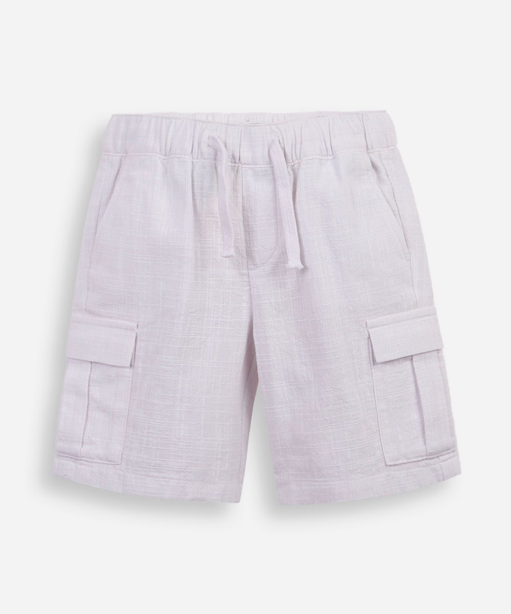bermuda cargo infantil de algodão texturizada branca