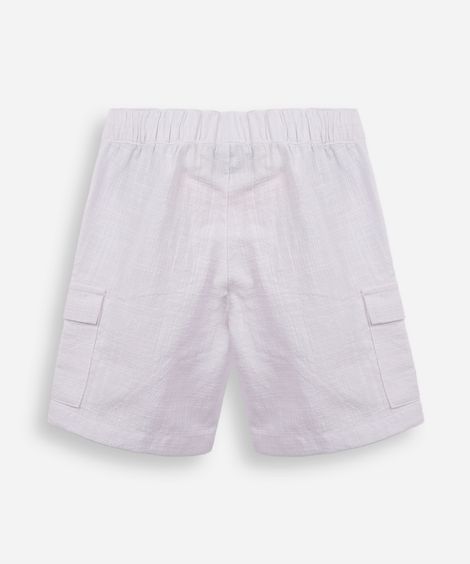 bermuda cargo infantil de algodão texturizada branca