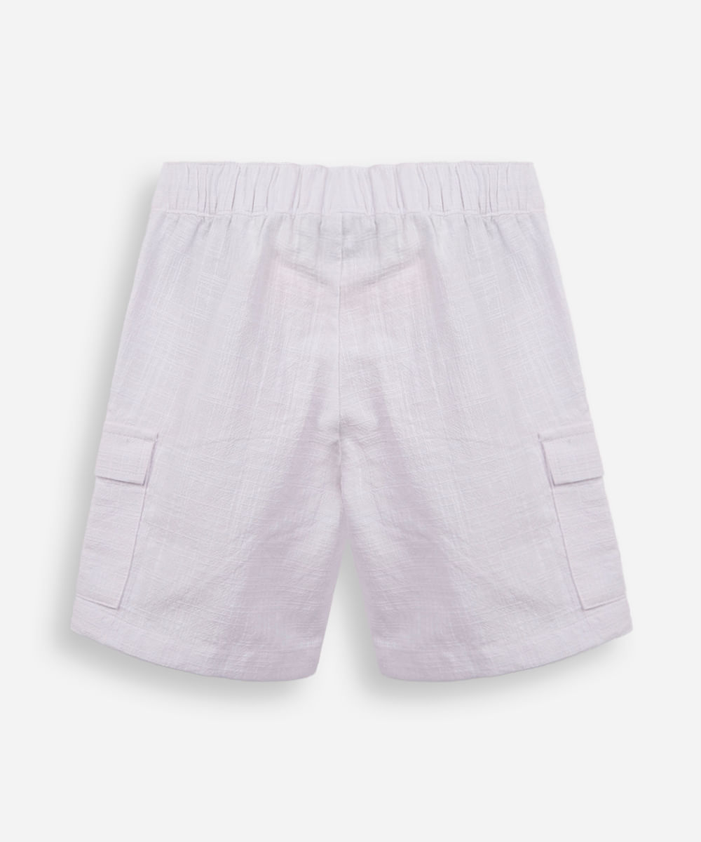 bermuda cargo infantil de algodão texturizada branca