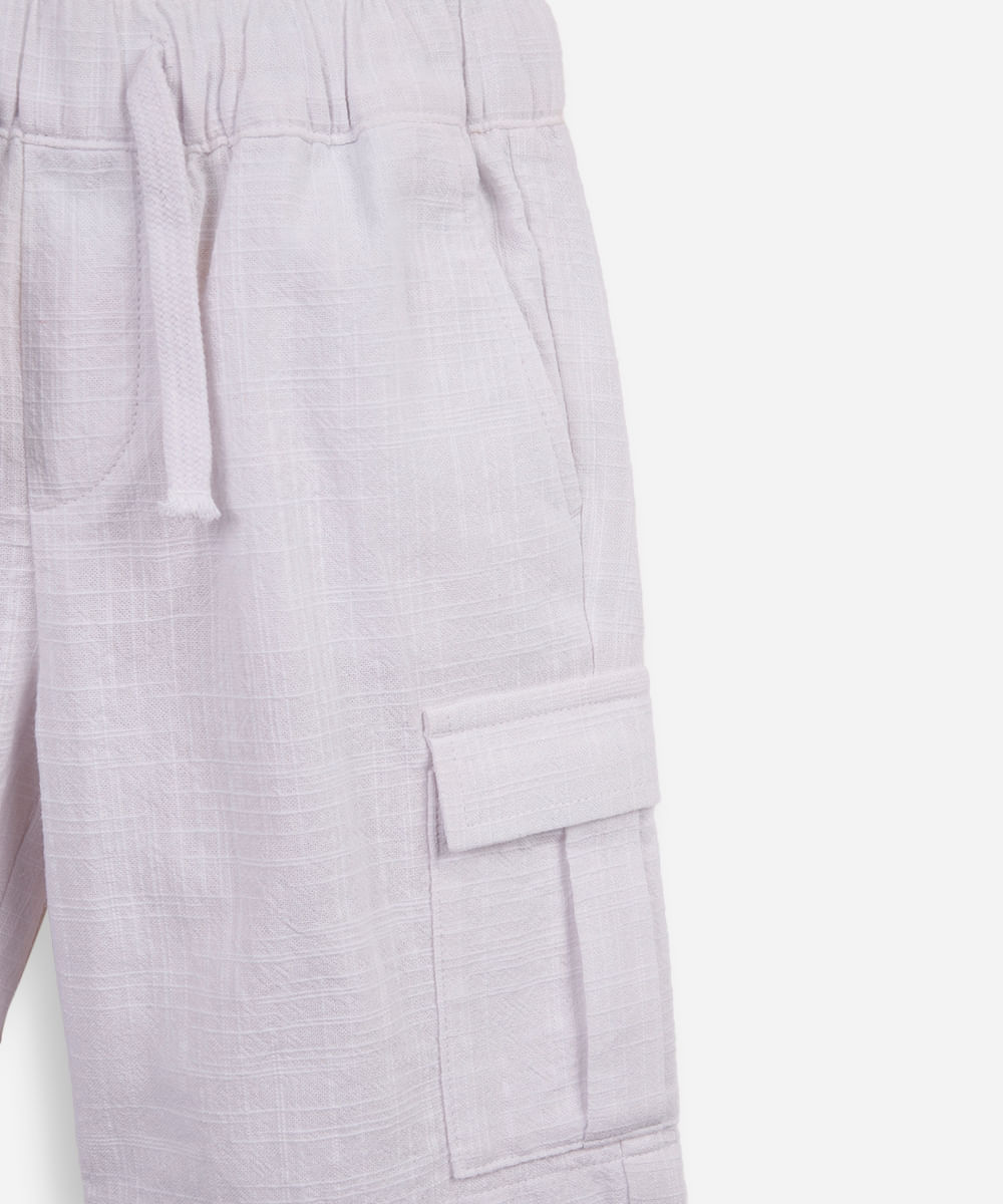 bermuda cargo infantil de algodão texturizada branca