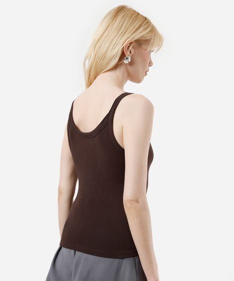 regata básica feminina canelada marrom