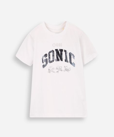 camiseta infantil sonic day off white