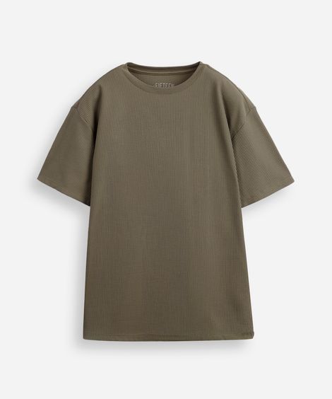 camiseta juvenil texturizada manga curta verde