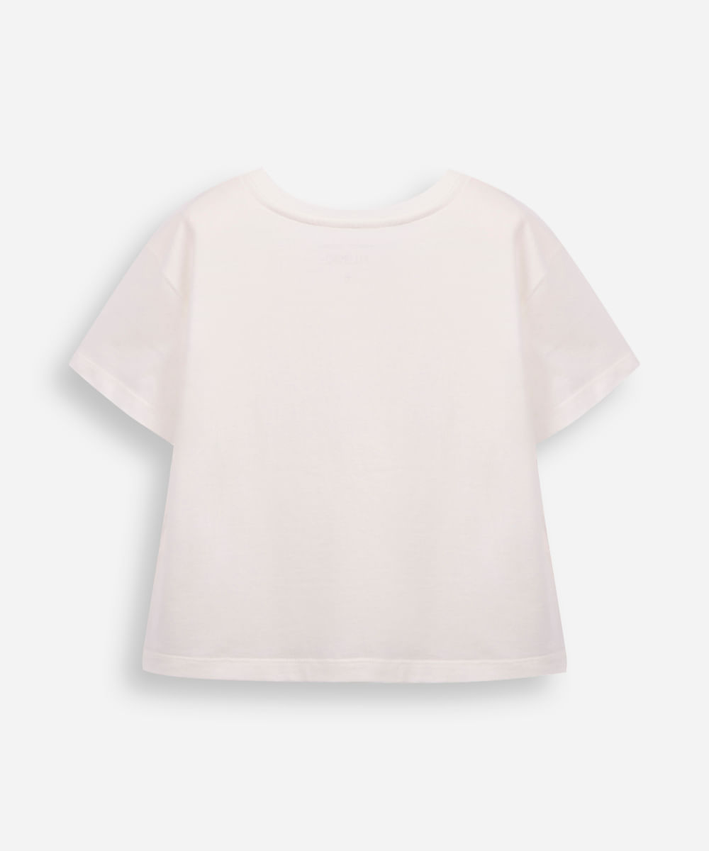 camiseta infantil de algodão limões com glitter texturizada off white
