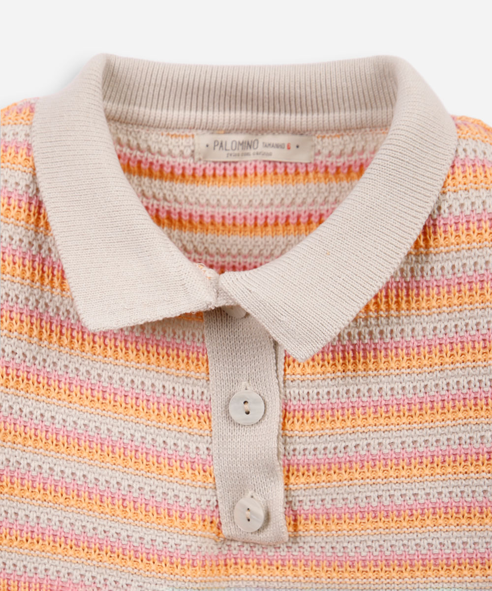 polo infantil de tricot listrada colorido