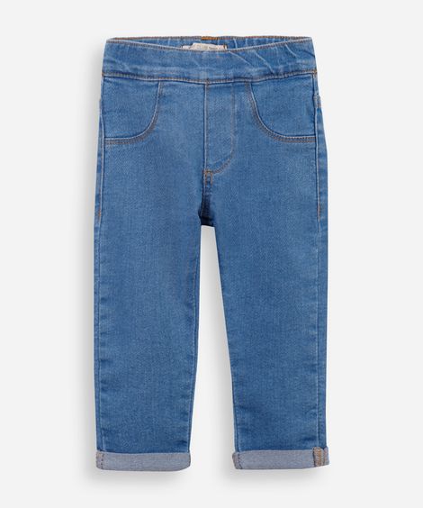 calça legging infantil jeans cós elástico azul