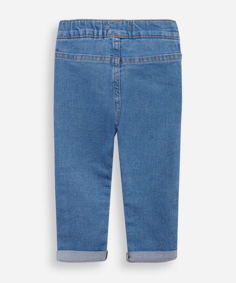 calça legging infantil jeans cós elástico azul