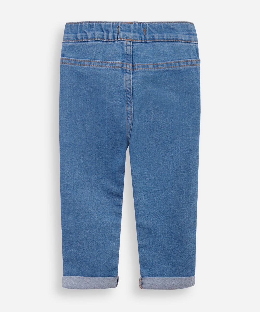 calça legging infantil jeans cós elástico azul