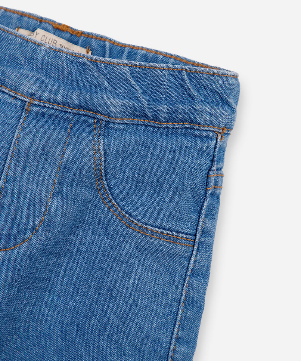 calça legging infantil jeans cós elástico azul