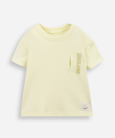 camiseta infantil com algodão e bolso embutido verde